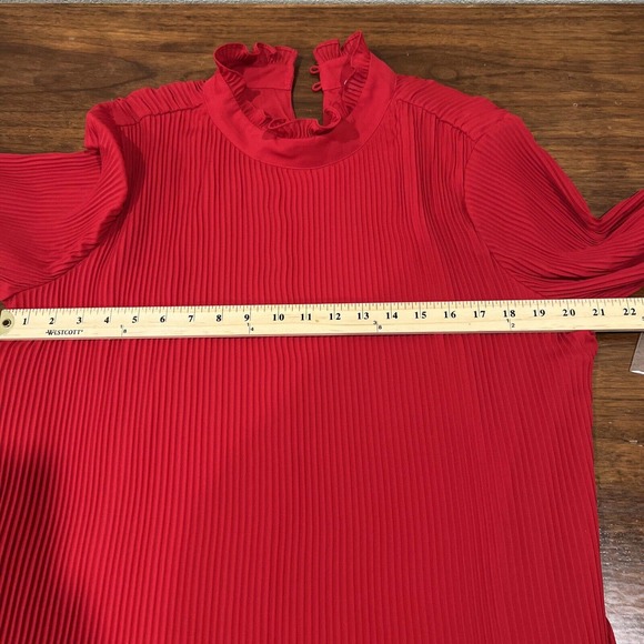 Chelsea 28 Dress Women Xl Red High Neck Long Sleeve‎ Acordian Pleat - Picture 9 of 10
